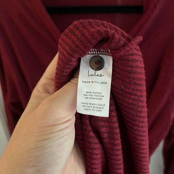 LULUS RED Ribbed Lightweight Cardigan Dress, Size M - Picture 6 of 10